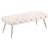 Ella Upholstered Tufted Bench Metal Legs Rust