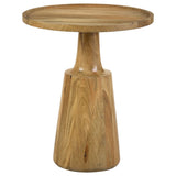 Ixia Round Solid Mango Wood Accent Side Table Black Stain