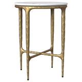 Baldwin Rectangular Marble Top Side Table White and Gold