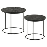 Loannis Round Mango Wood Nesting Table Matte Black