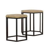 Adger Hexagonal Nesting Tables Natural and Black