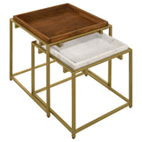 Bolden Wood and Marble Top Nesting Table Set Gold