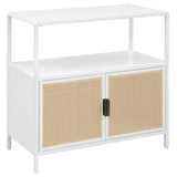 Amherst 3-shelf Radio Weave Cane Metal Accent Cabinet White