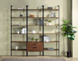 Owens 96-inch Wall Mounted Bookshelf Set Walnut