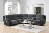 Hazel Dark Gray Power Reclining Sectional W/Power Headrest