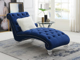Capella Navy Chaise W/Acrylic Legs Living Collection