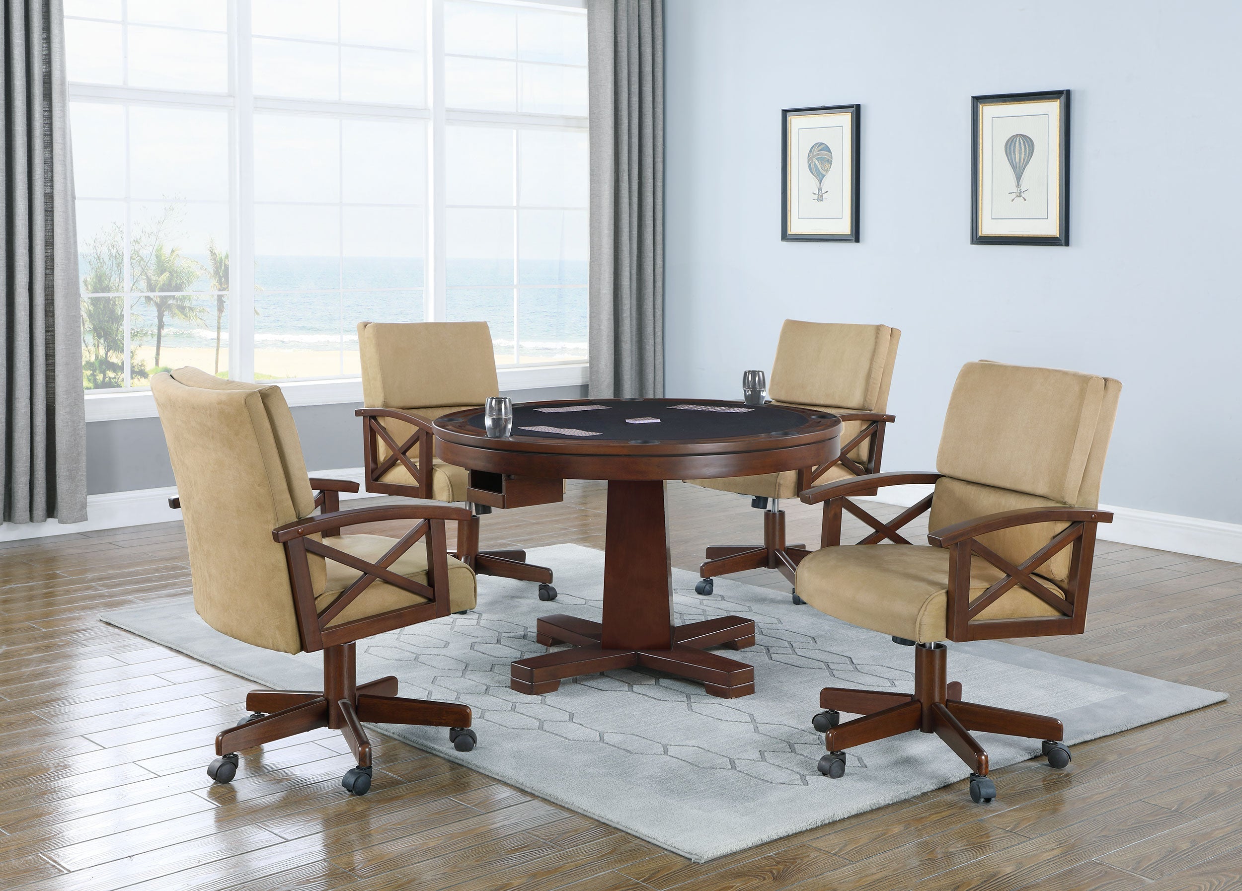 Marietta  Game Table Set Tobacco and Tan