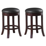 Aboushi Swivel Bar Stools with Upholstered Seat Brown (Set of 2)