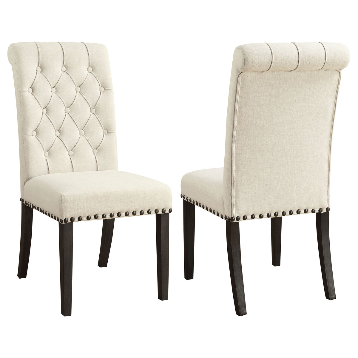 Alana Upholstered Side Chairs Beige and Smokey Black (Set of 2)