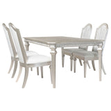 Evangeline  Dining Table Set with Extension Leaf Ivory and Silver Oak