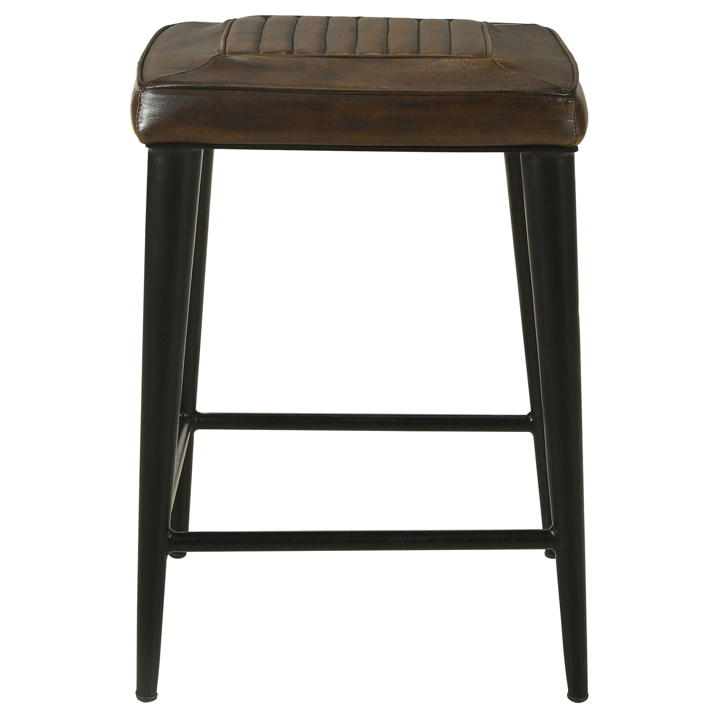 Alvaro Leather Upholstered Backless Counter Height Stool Antique Brown and Black (Set of 2)