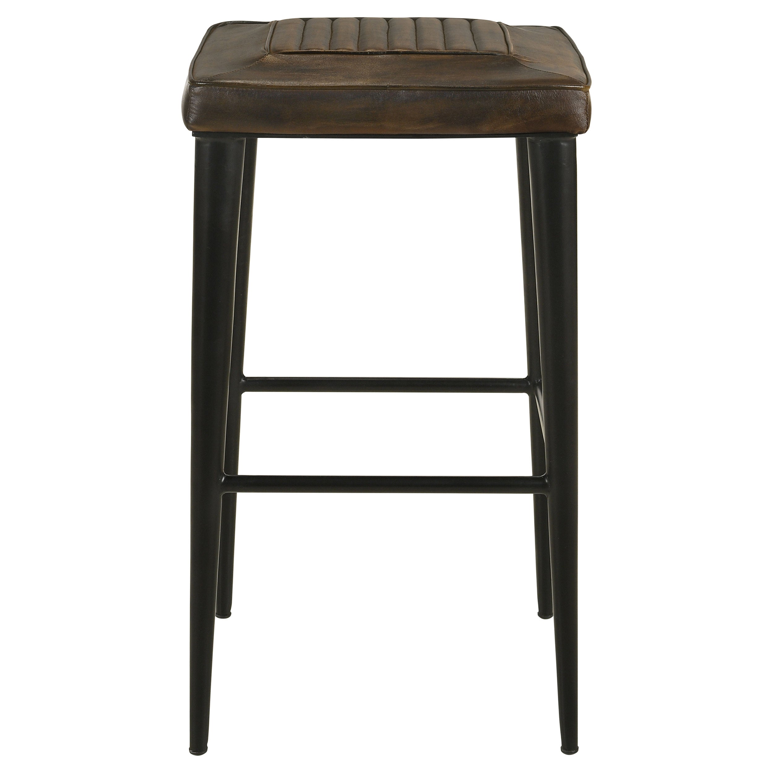 Alvaro Leather Upholstered Backless Bar Stool Antique Brown and Black (Set of 2)