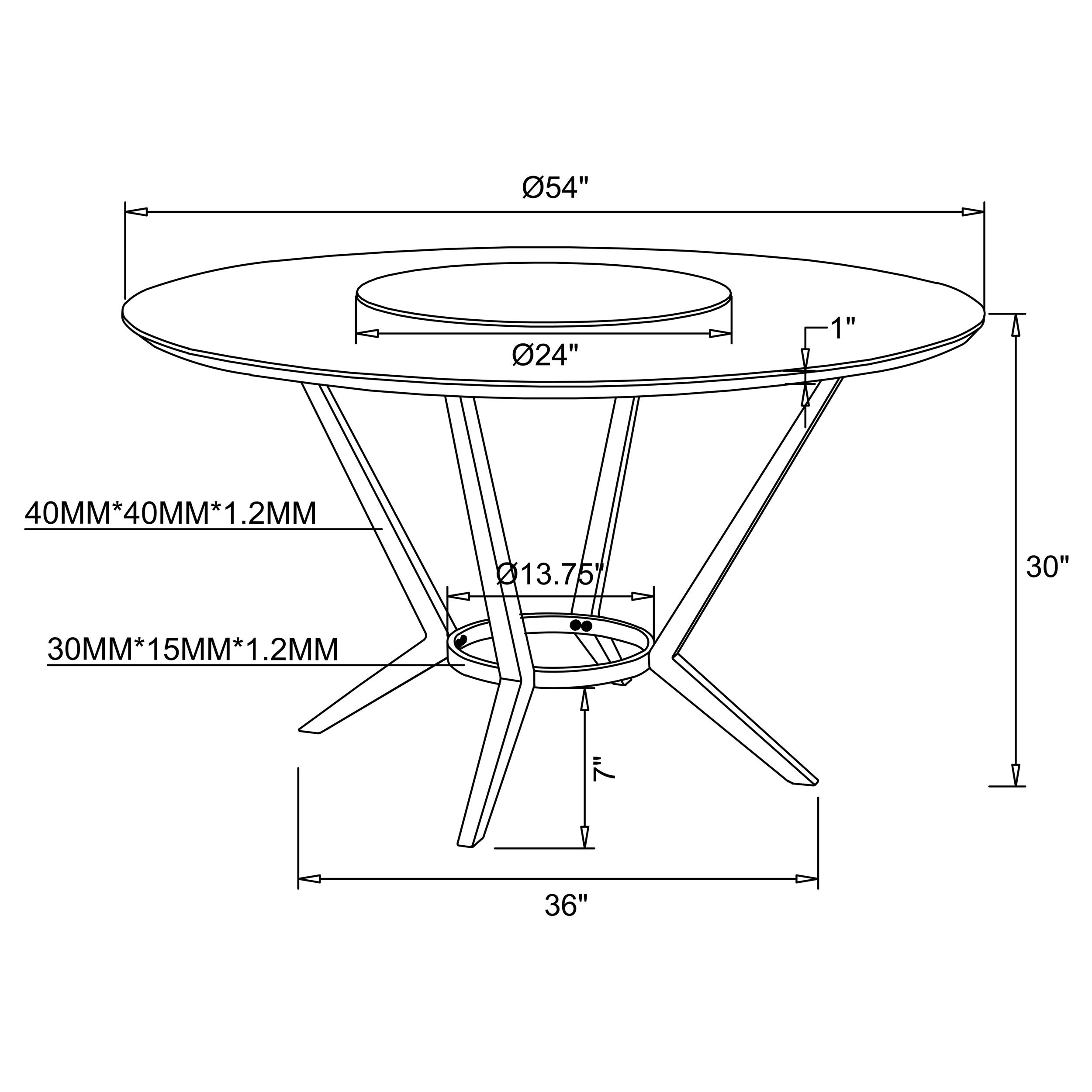 Abby Round Dining Table with Lazy Susan White and Chrome