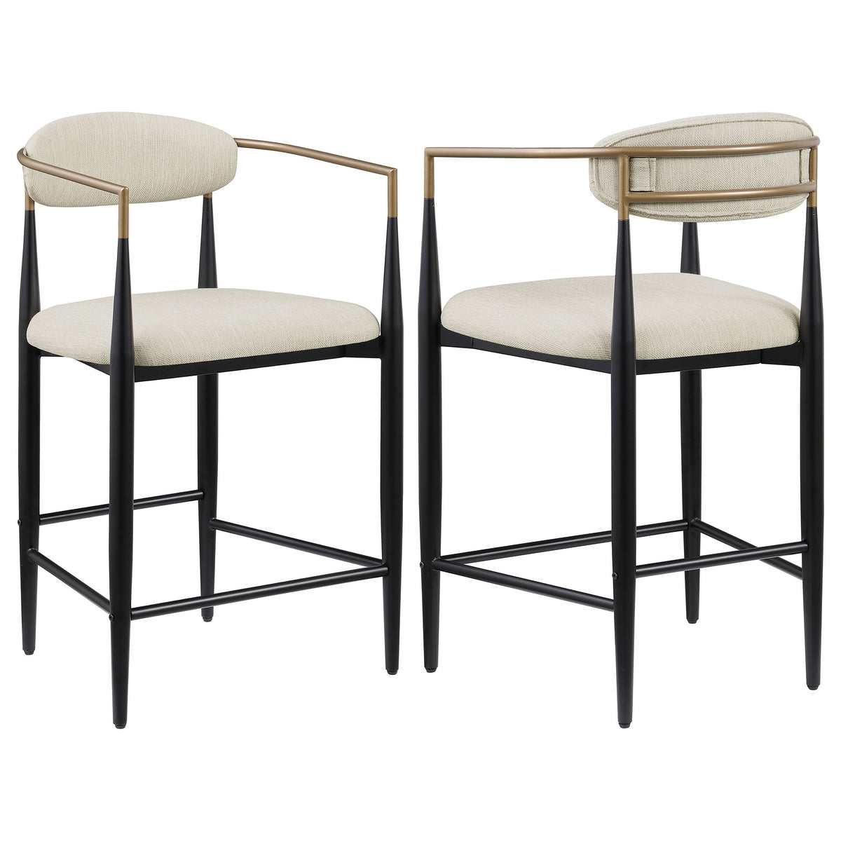 Tina Fabric Upholstered Bar Chair Beige (Set of 2)