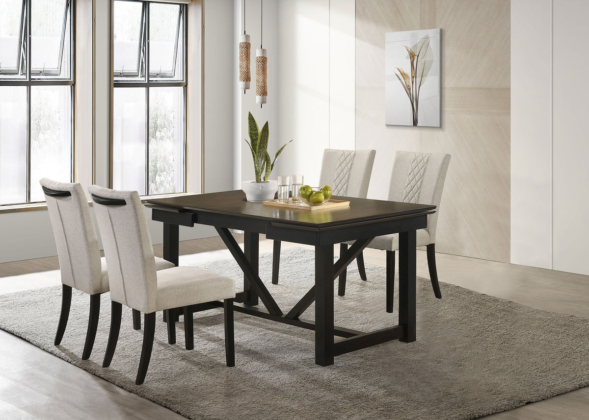 Malia  Refractory Extension Leaf Dining Table Set Oak