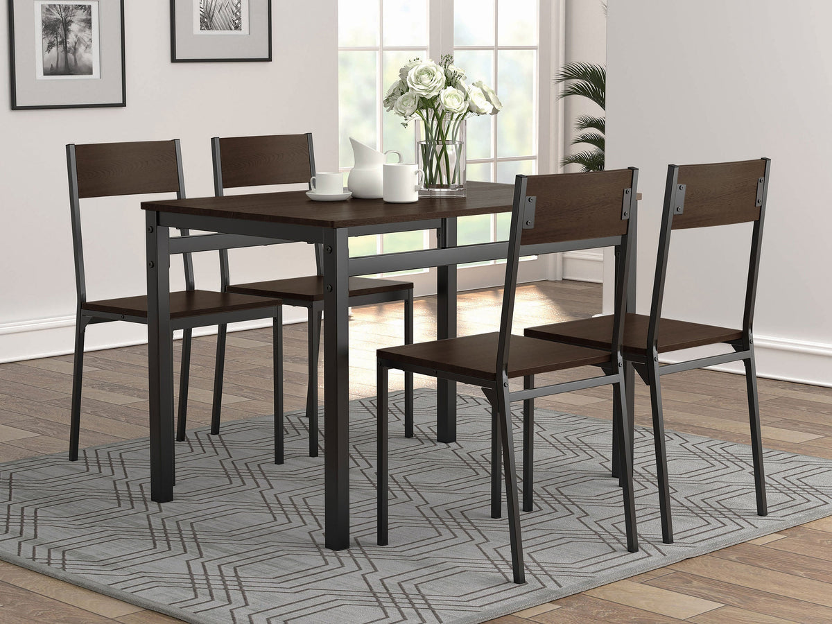 Lana  Rectangular Dining Set Dark Brown and Black