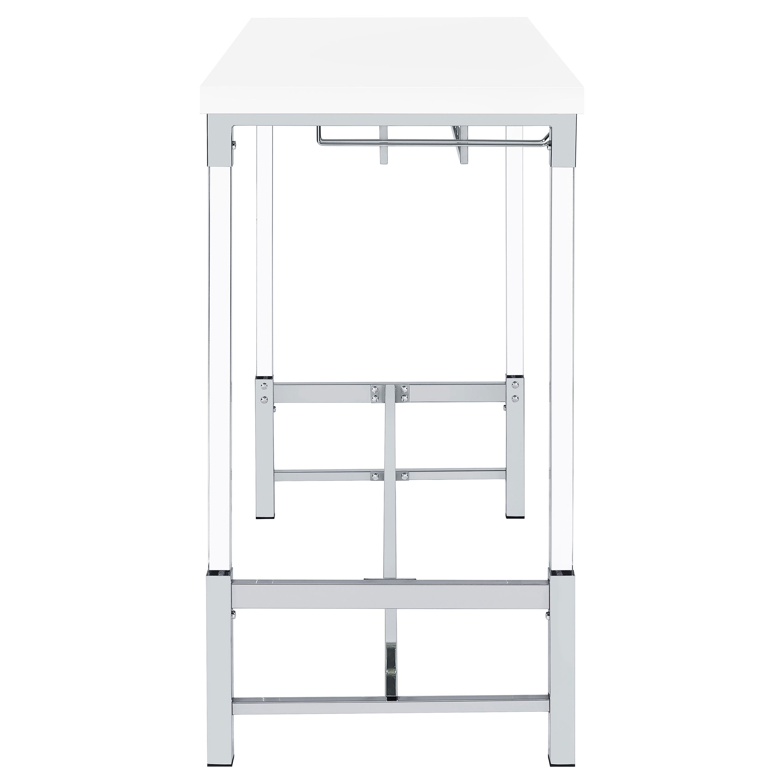 Norcrest Pub Height Bar Table with Acrylic Legs and Wine Storage White High Gloss