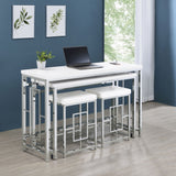 Jackson  Multipurpose Counter Height Table Set White and Chrome