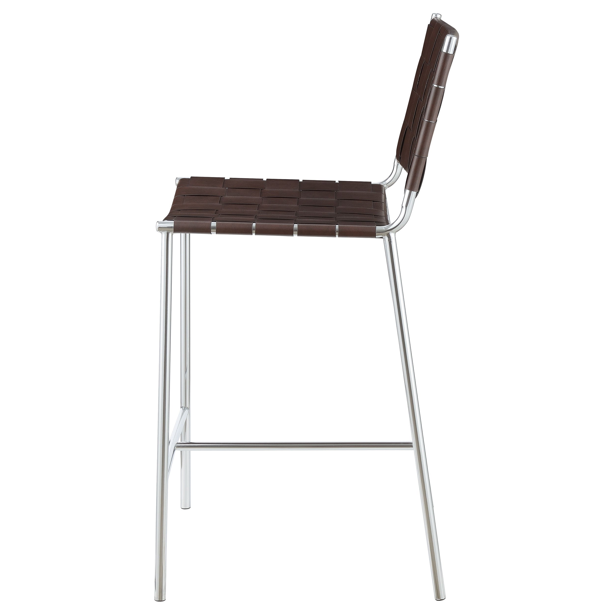 Adelaide Upholstered Counter Height Stool with Open Back Brown and Chrome