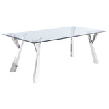 Alaia Rectangular Glass Top Dining Table Clear and Chrome