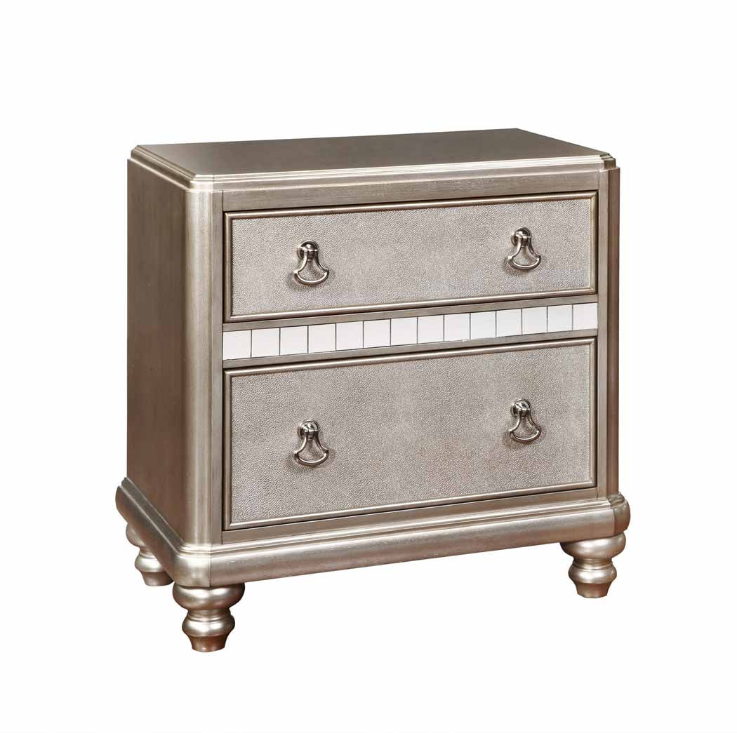 Bling Game 2-drawer Nightstand Metallic Platinum