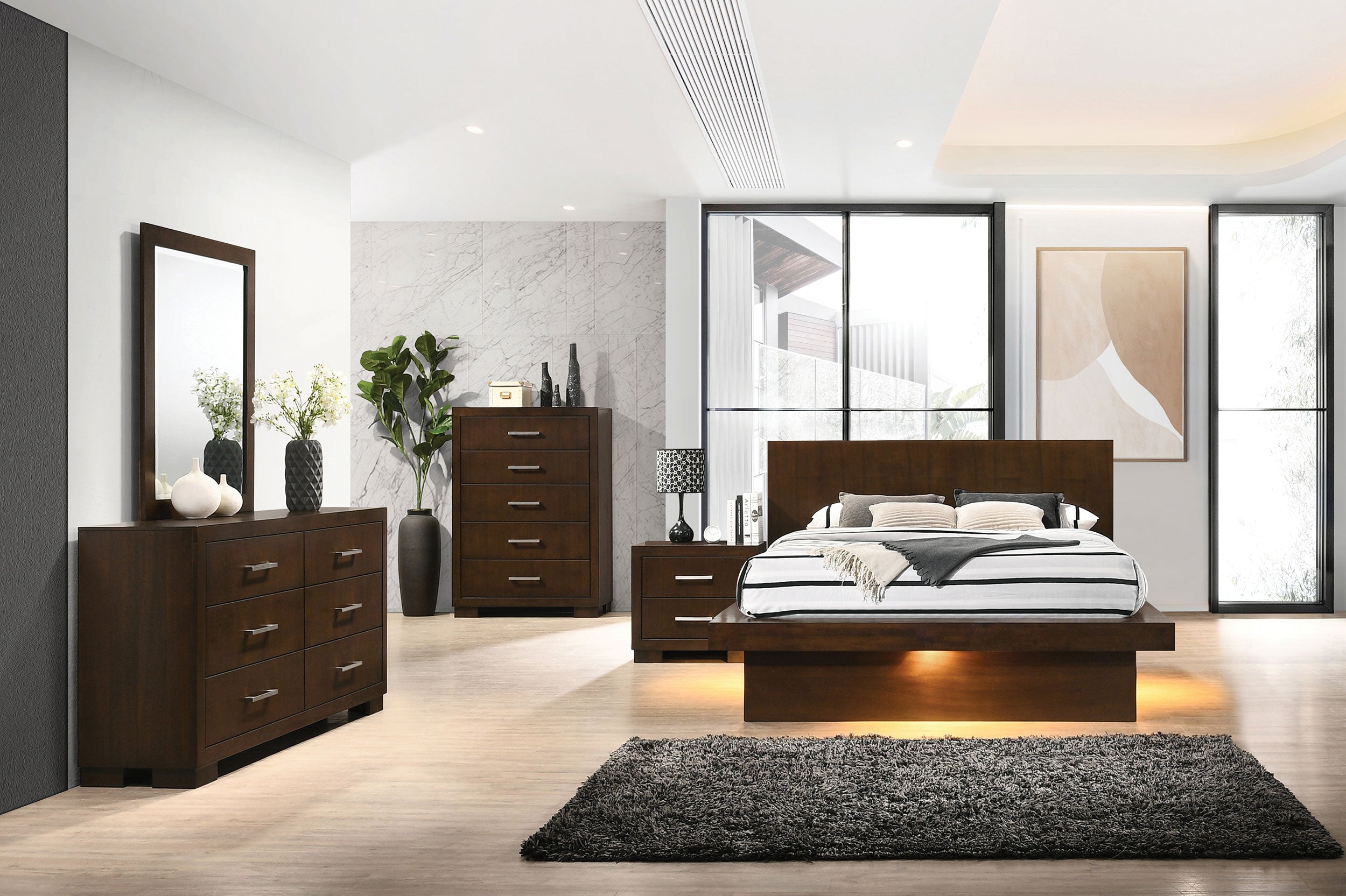 Jessica   LED Bedroom Set Cappuccino