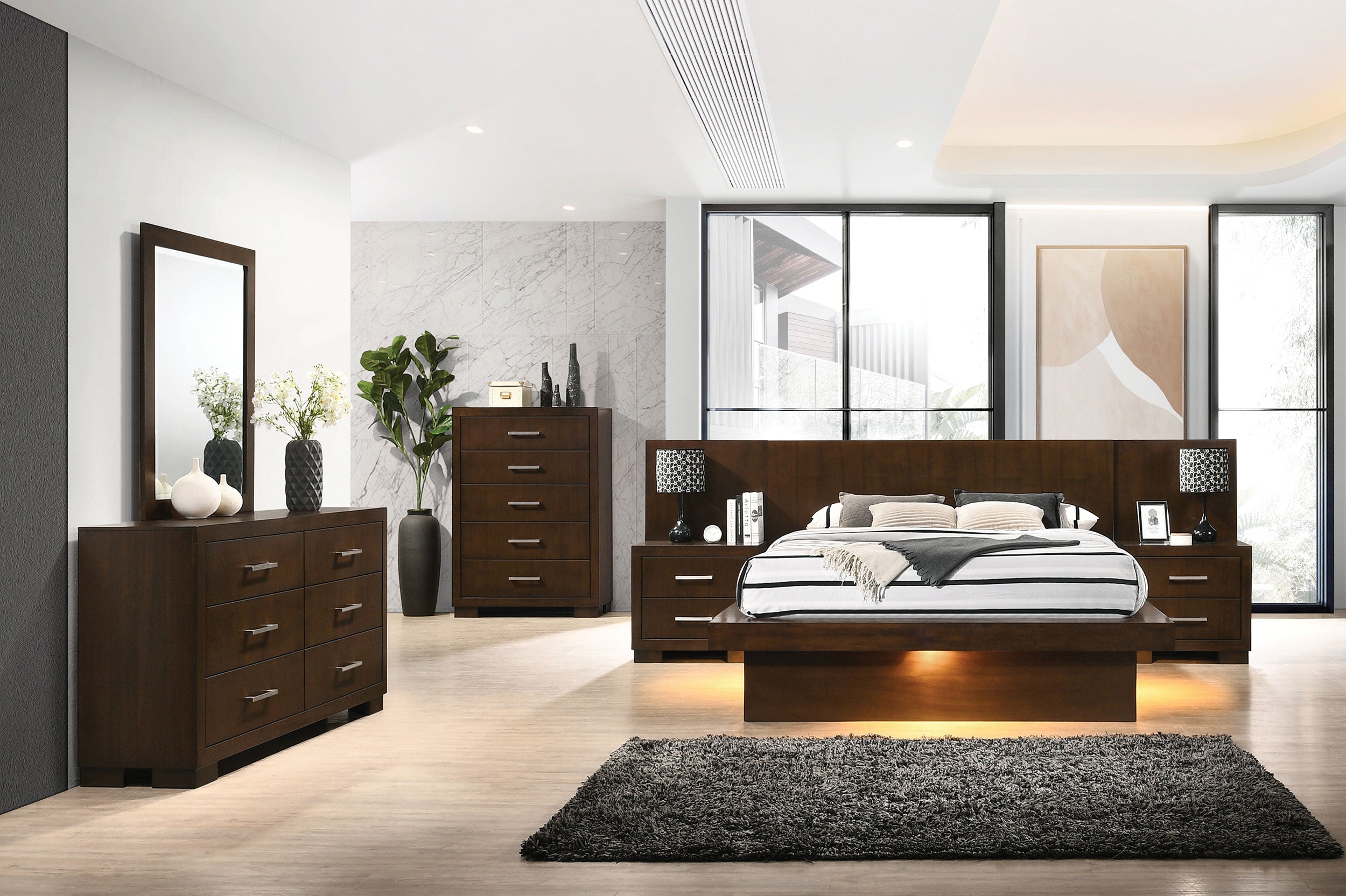 Jessica   LED Bedroom Set Cappuccino