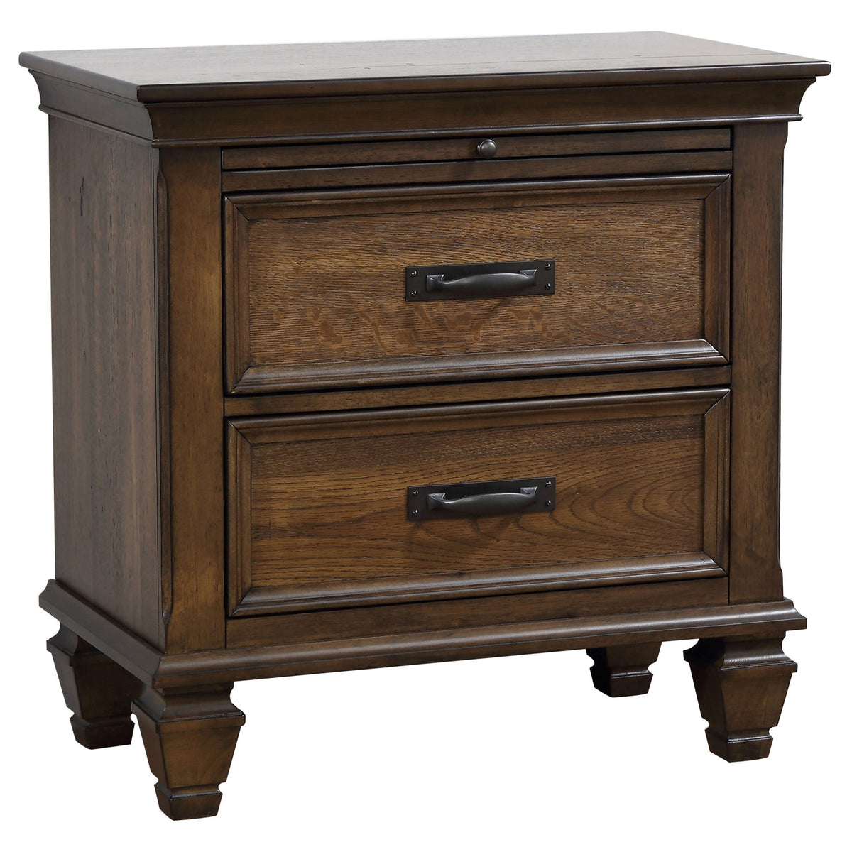 Franco 2-drawer Nightstand with Pull Out Tray Burnished Oak