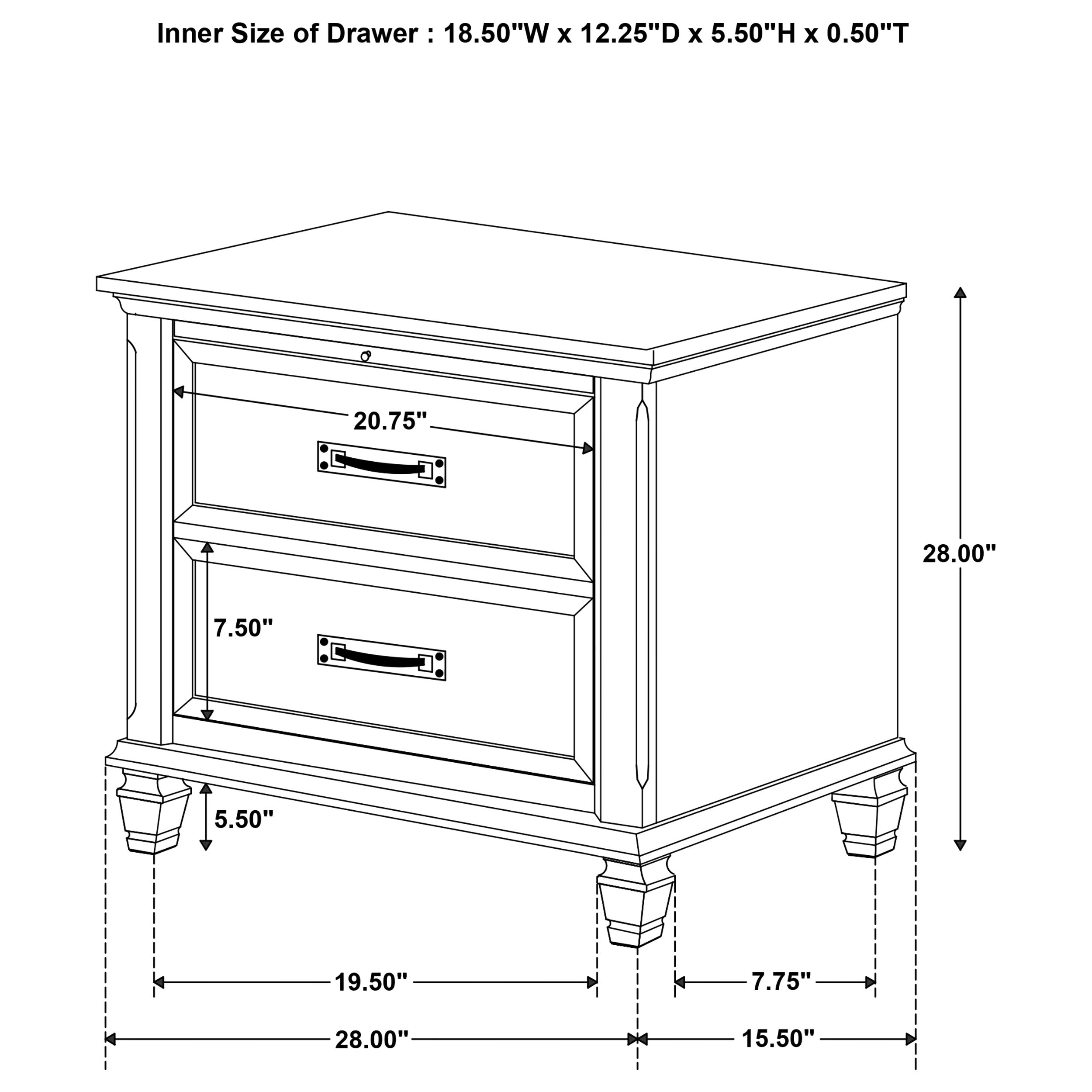 Franco 2-drawer Nightstand with Pull Out Tray Burnished Oak