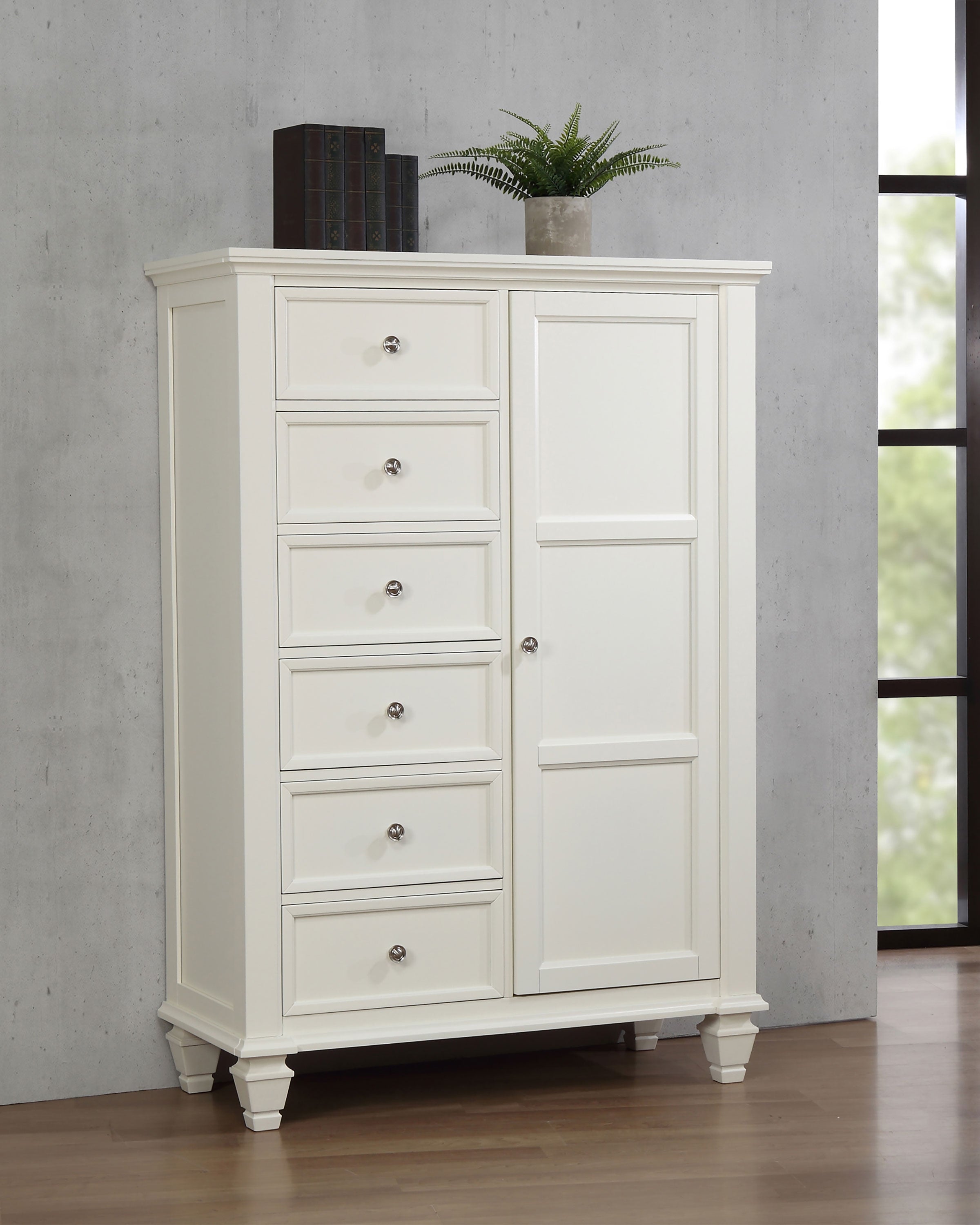 Sandy Beach 8-drawer Door Chest Storage Cream White