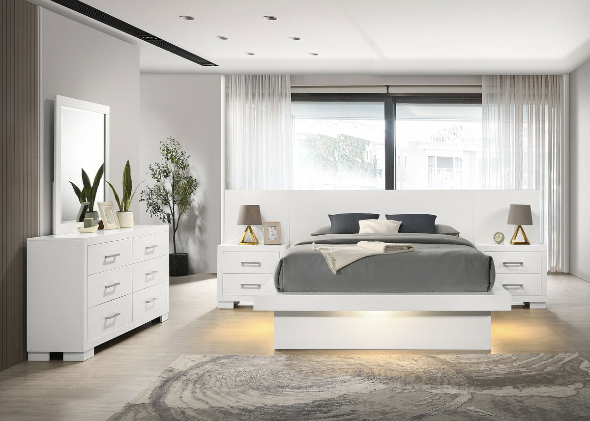 Jessica   LED Bedroom Set Cream White