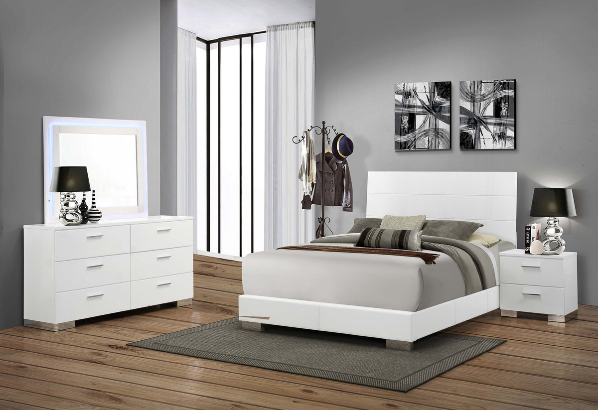 Felicity   Bedroom Set with LED Mirror Glossy White