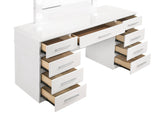 Felicity 9-drawer Vanity Desk with Lighted Mirror Glossy White