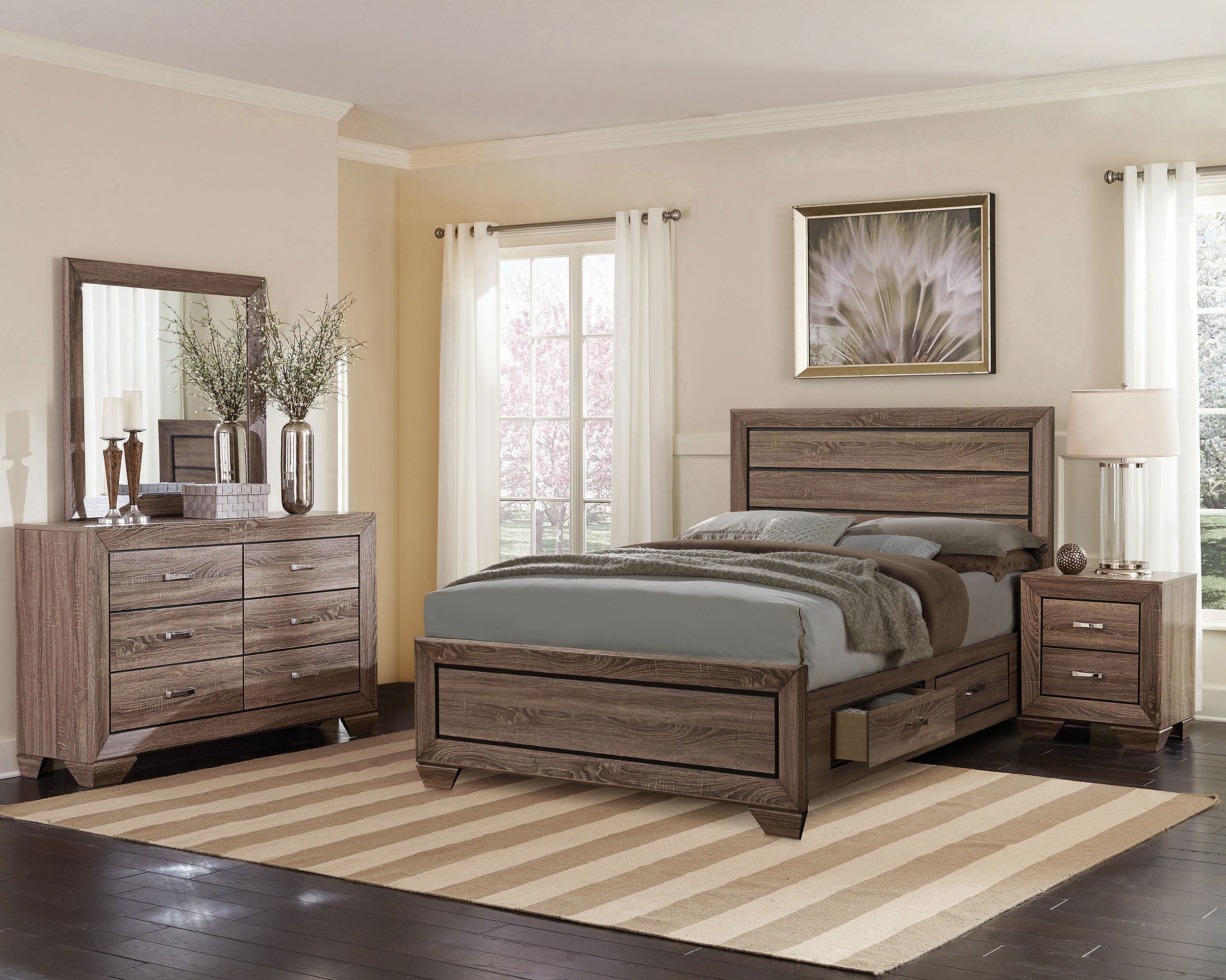 Kauffman Storage Bedroom Set with High Straight Headboard