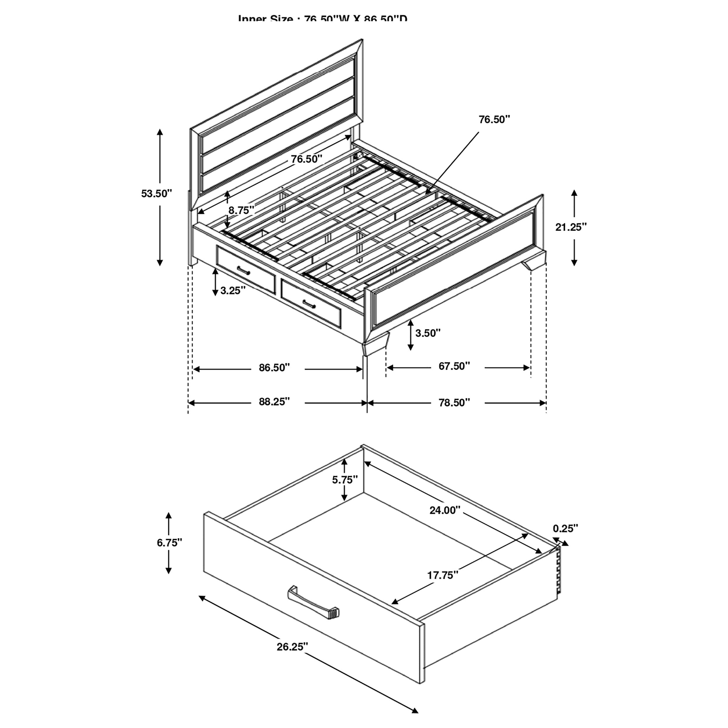 Kauffman Storage Bedroom Set with High Straight Headboard