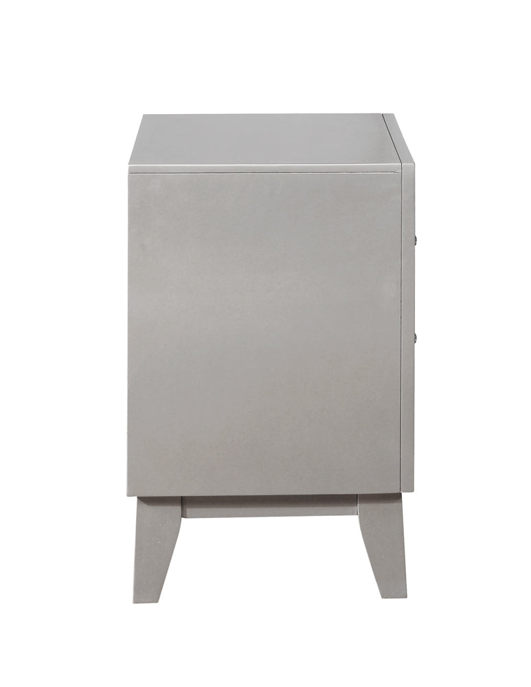 Leighton 2-drawer Nightstand Metallic Mercury