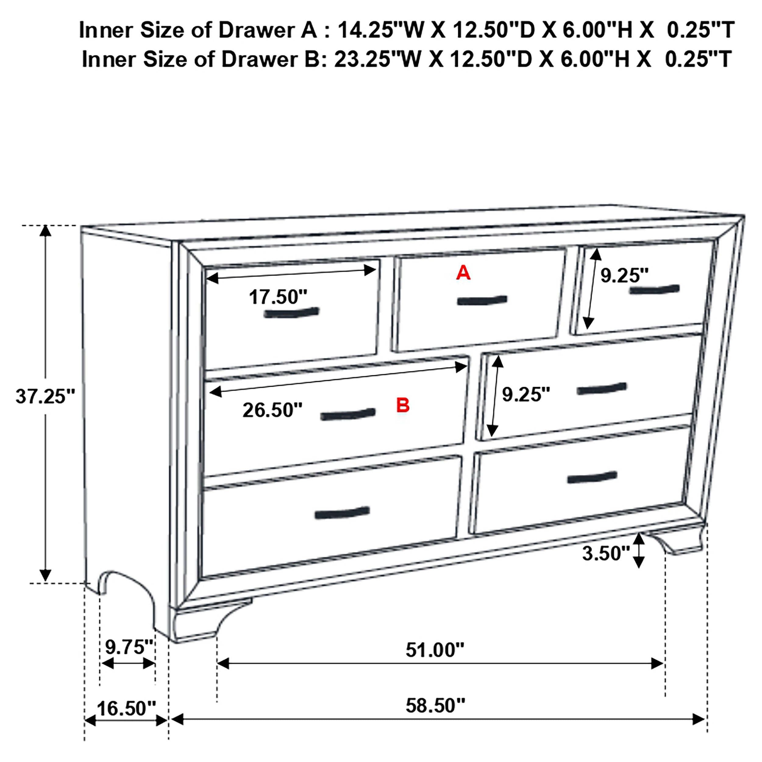 Beaumont 7-drawer Rectangular Dresser Champagne