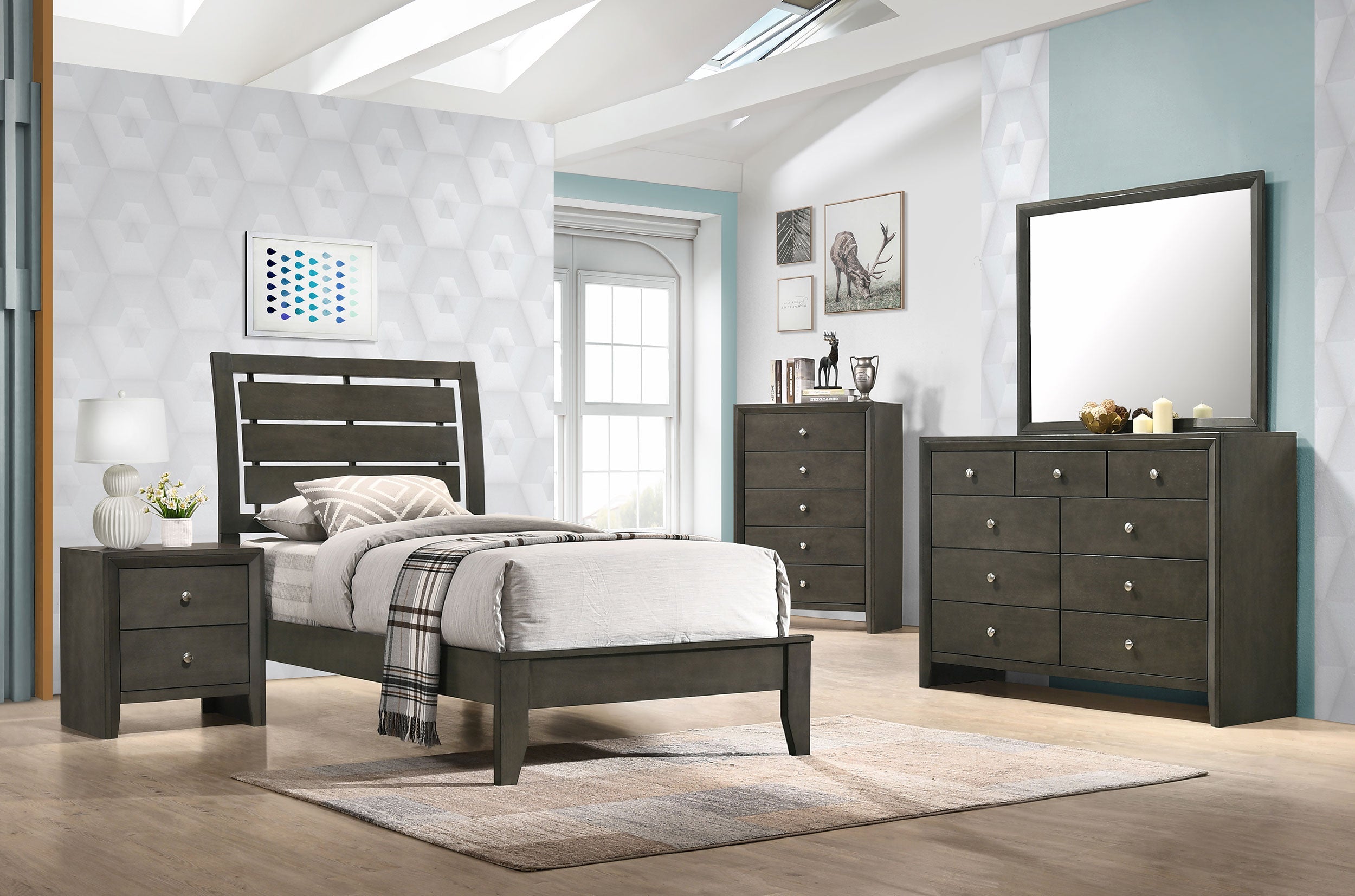 Serenity   Sleigh Bedroom Set Mod Grey