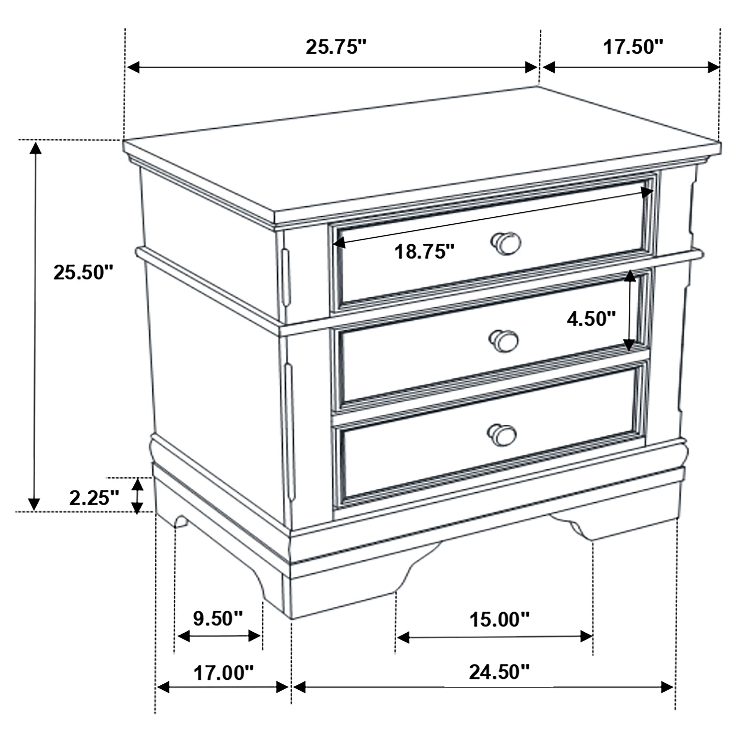 Manchester 3-drawer Nightstand Wheat