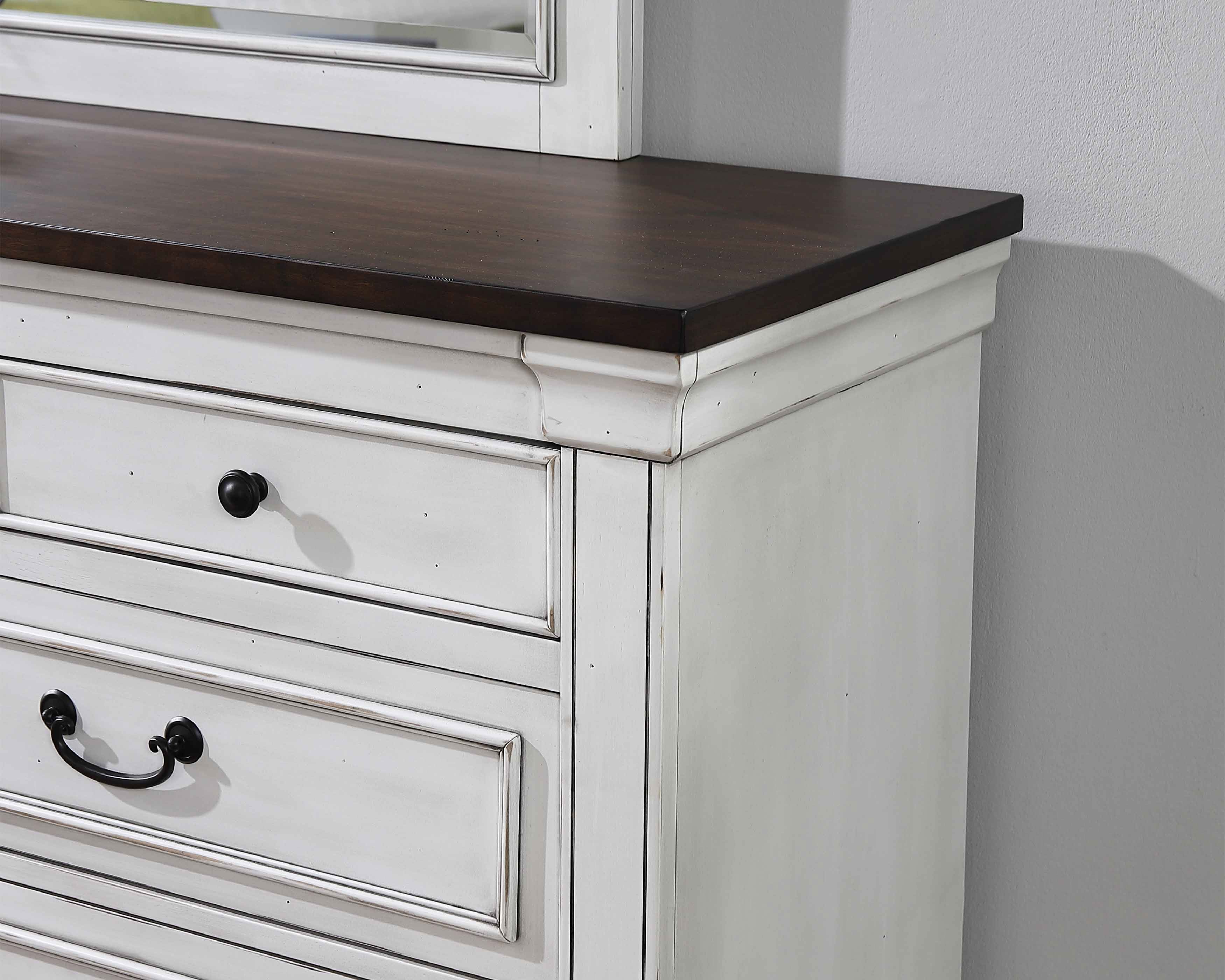 Hillcrest 9-drawer Dresser with Mirror Dark Rum and White