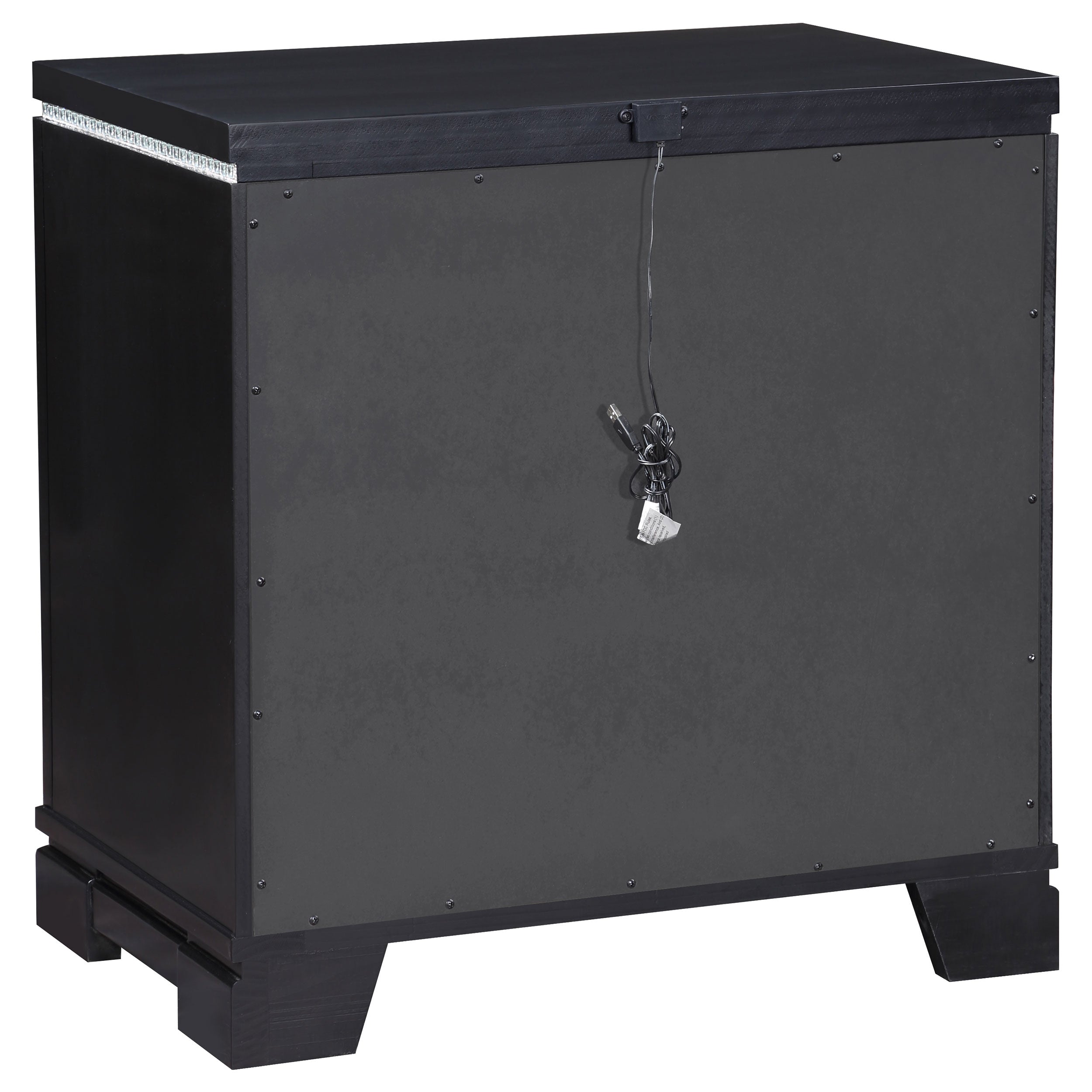 Cappola Rectangular 2-drawer Nightstand Silver and Black