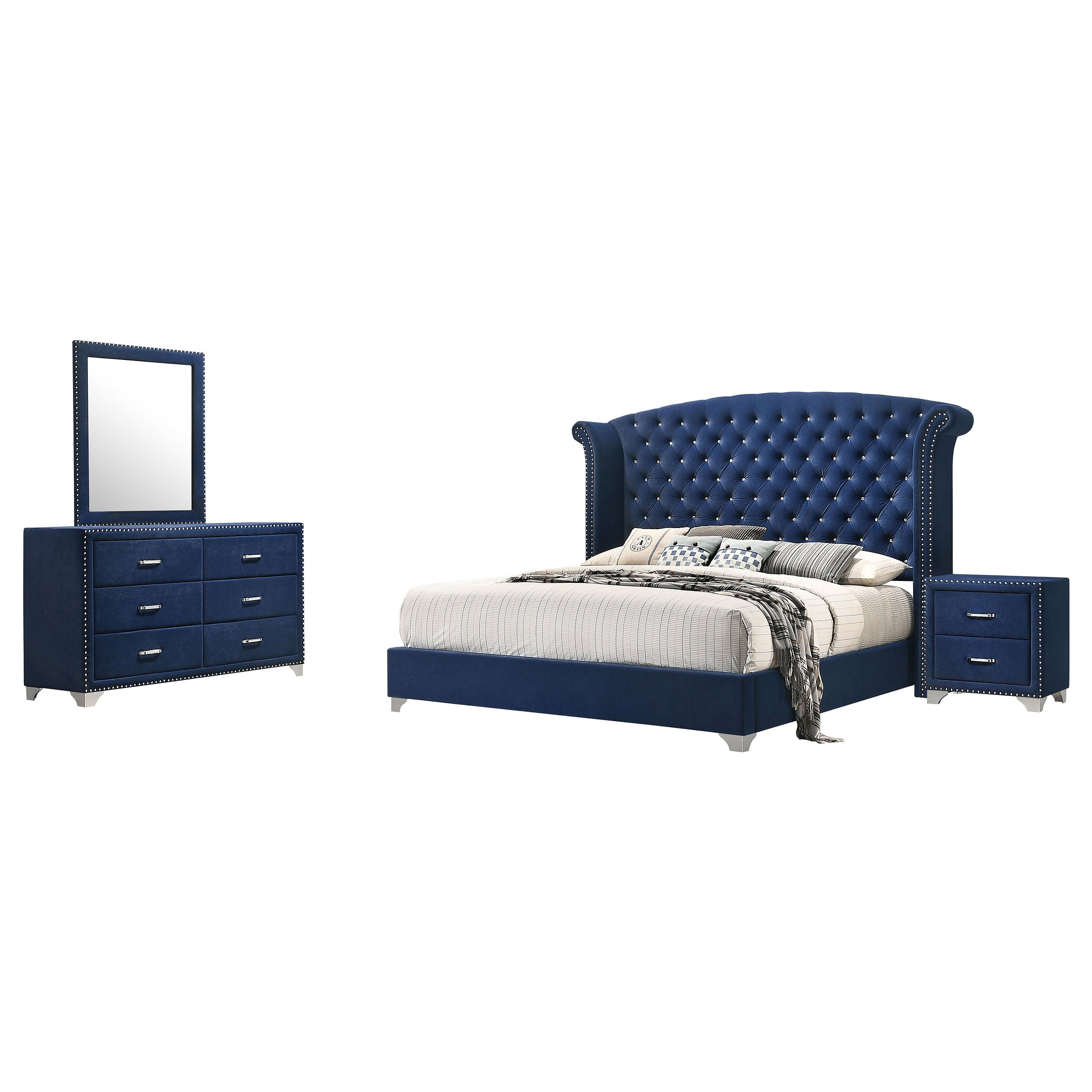 Melody   Tufted Upholstered Bedroom Set Pacific Blue