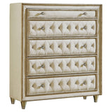 Antonella 5-drawer Upholstered Chest Ivory and Camel