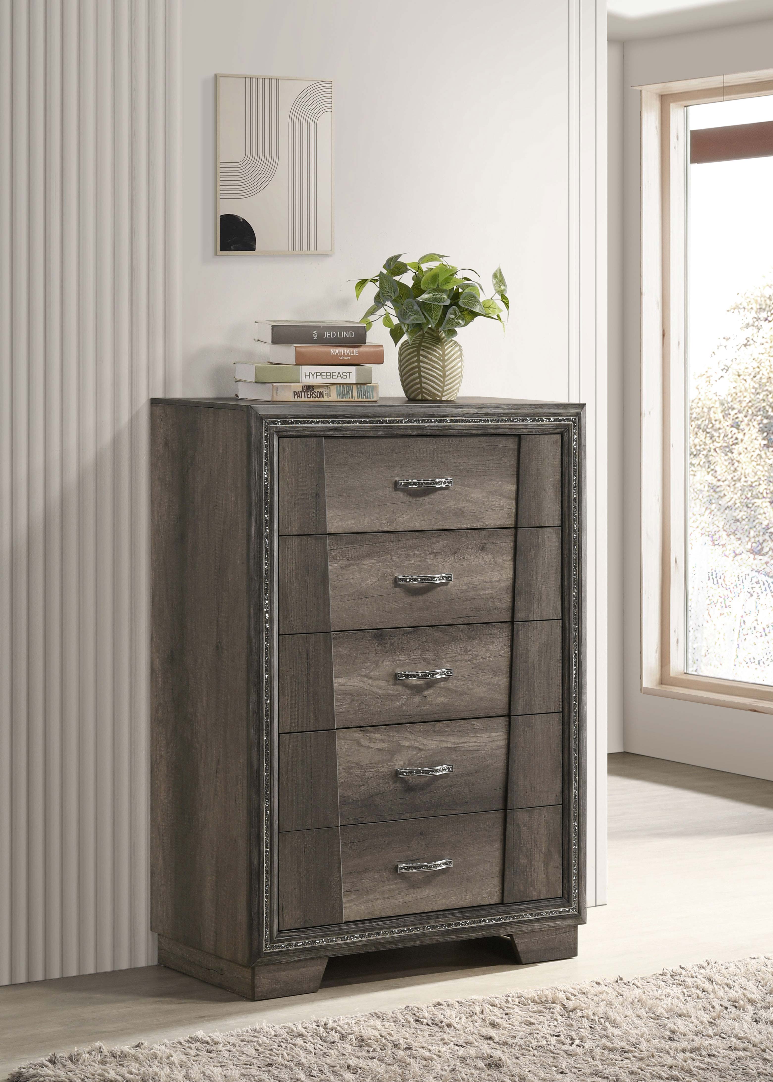 Janine 5-drawer Chest Grey