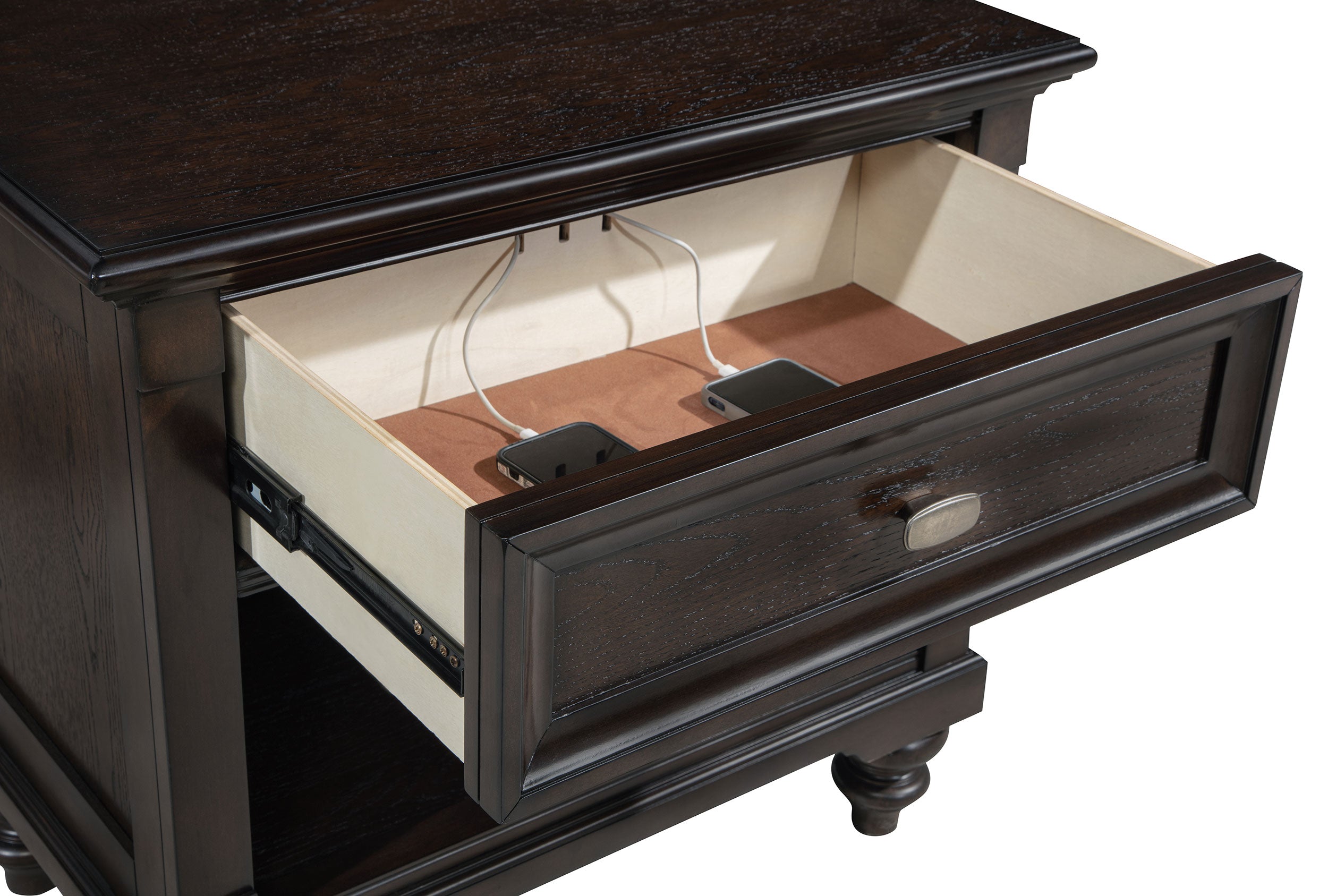 Andover 1-drawer Nightstand Bedside Table Dark Oak