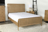 Arini Upholstered  Panel Bed Sand Wash and Natural Cane