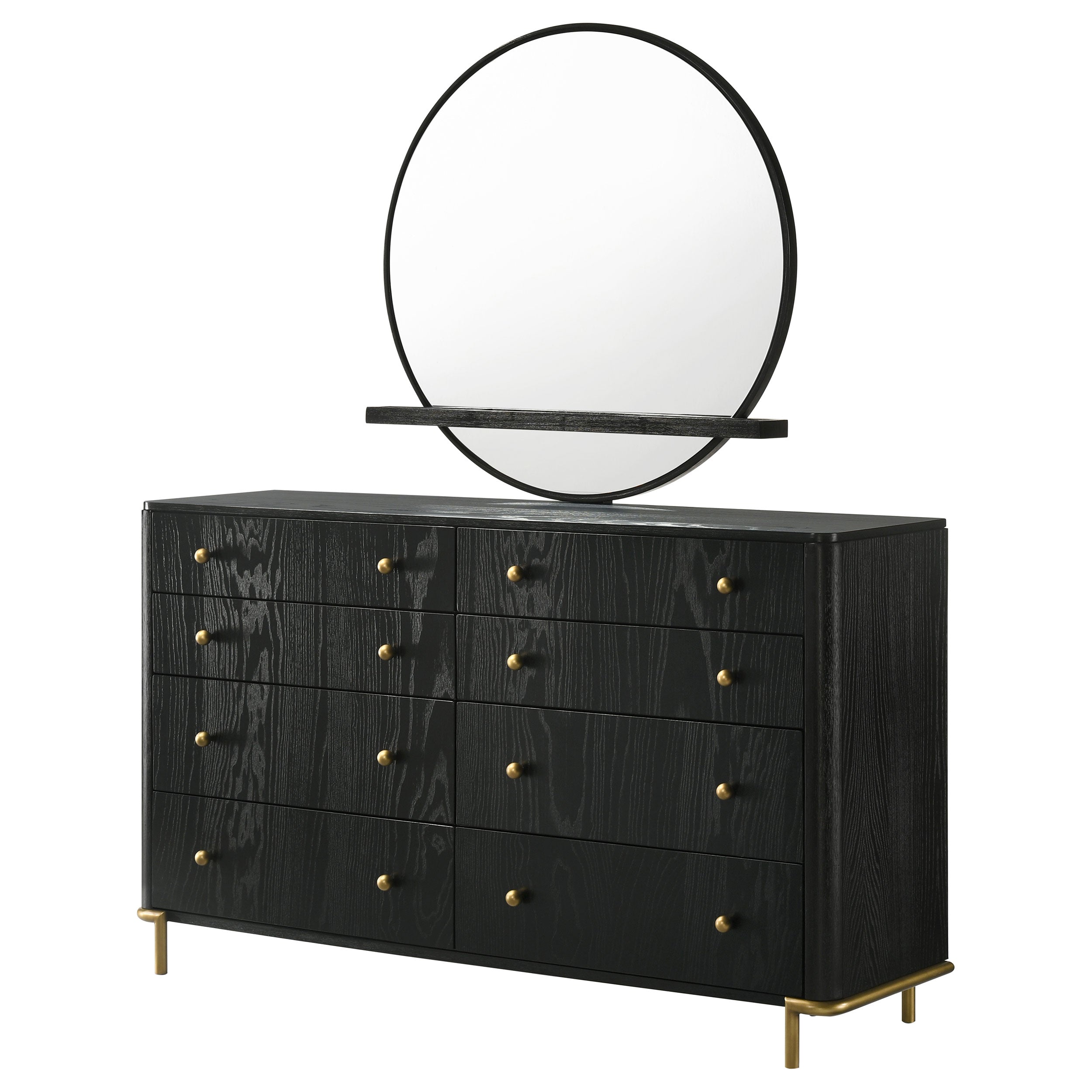 Arini 8-drawer Bedroom Dresser with Mirror Black