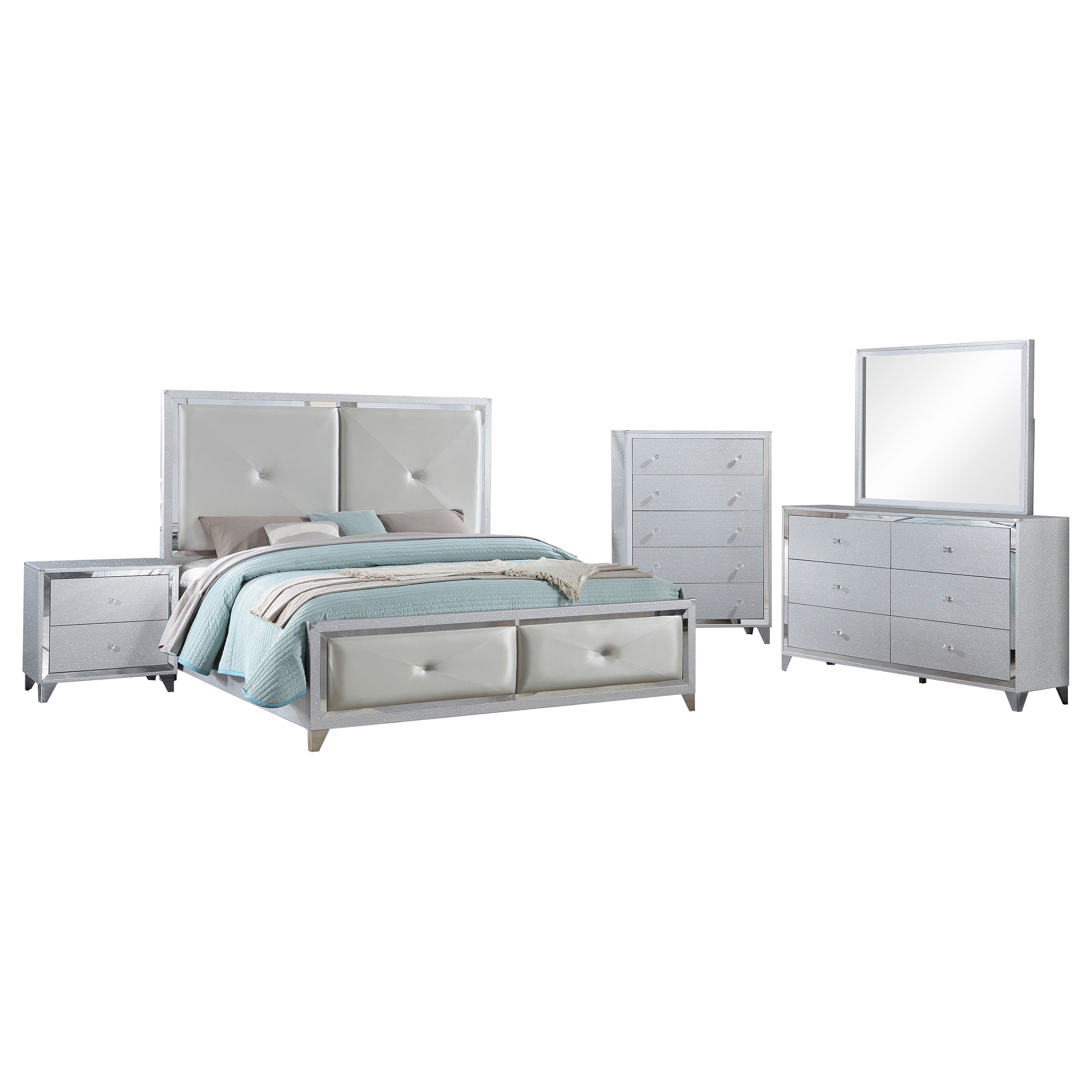 Larue  Tufted  Bedroom Set Silver