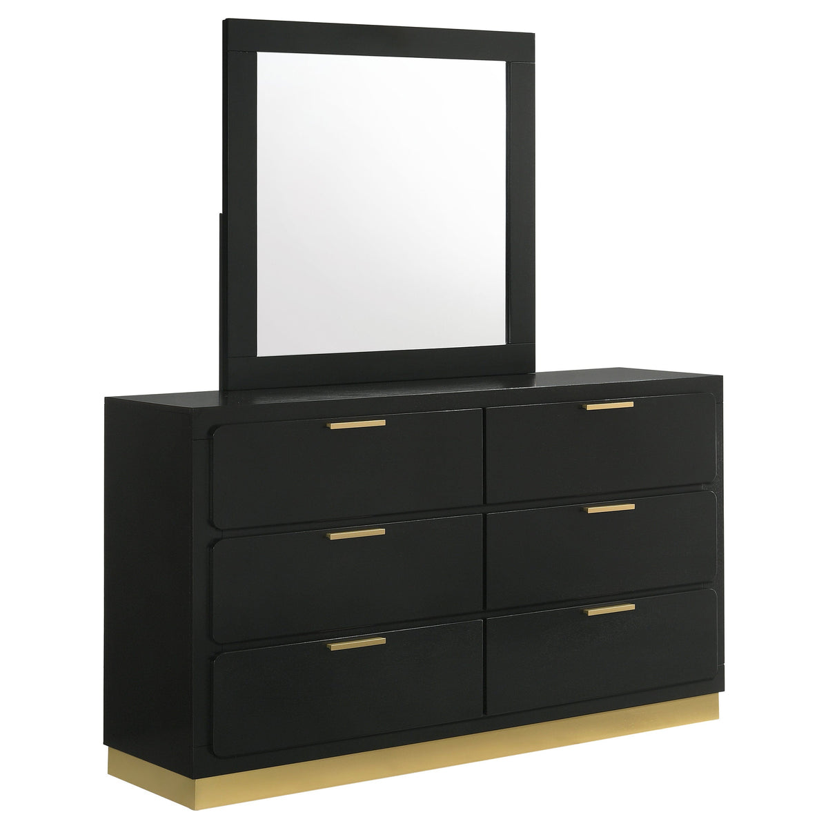 Caraway 6-drawer Bedroom Dresser with Mirror Black