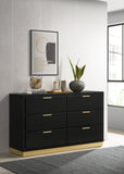 Caraway 6-drawer Bedroom Dresser with Mirror Black